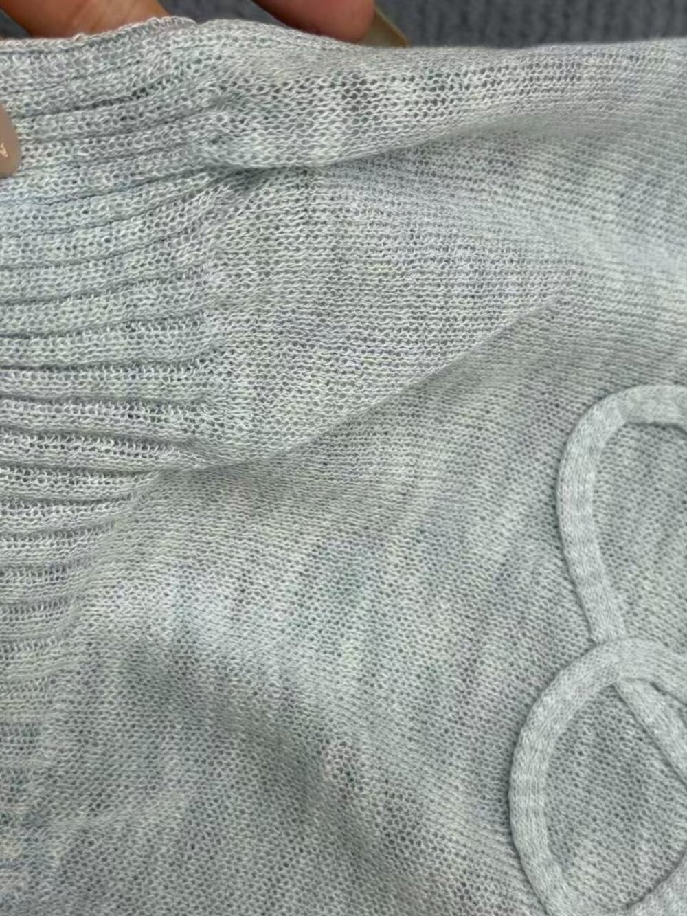 🤍Loewe Heather Grey Anagram Ribbon Knit Short Sleeve Top - Picture 3 of 5